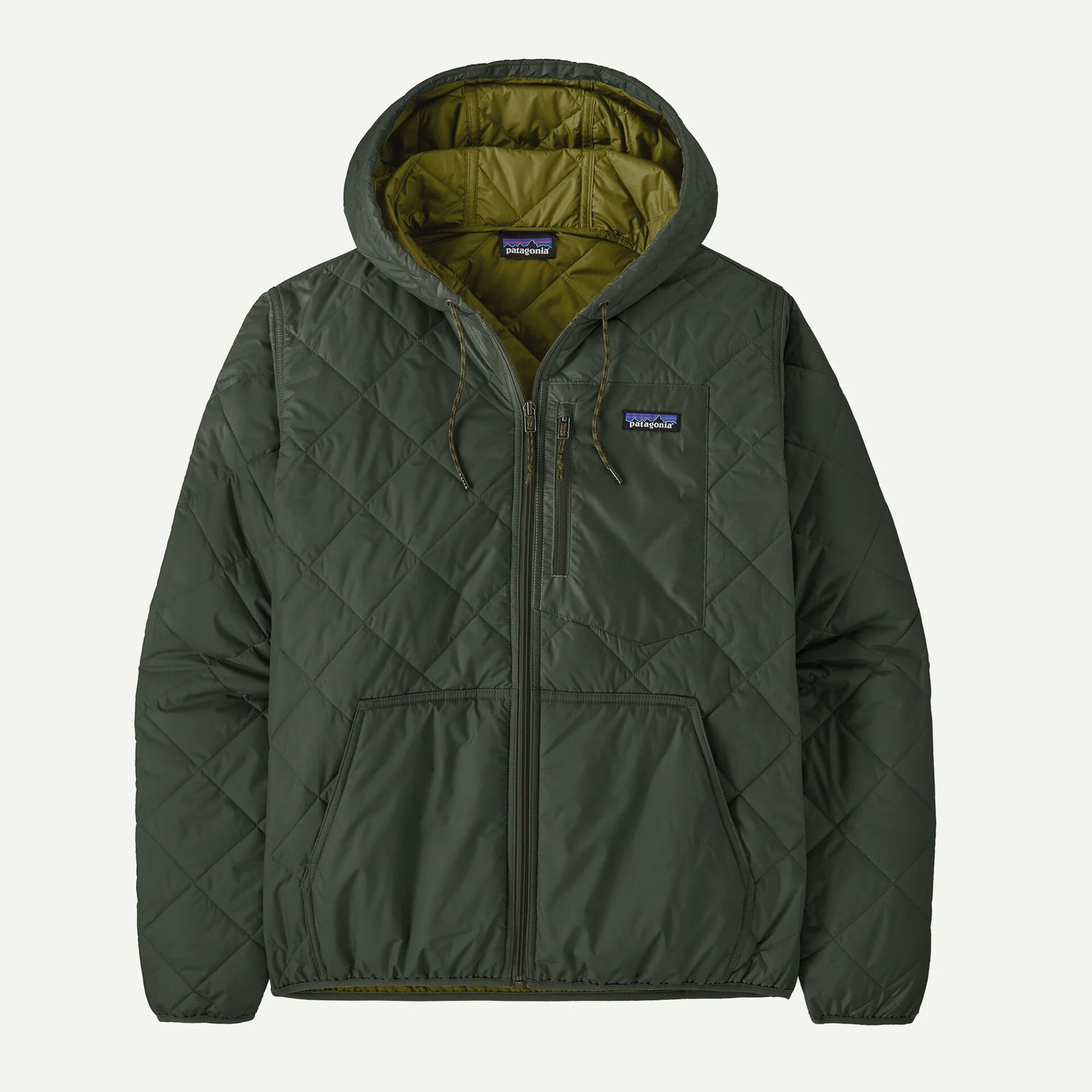 M's Diamond Quilted Bomber Hoody Old Growth Green