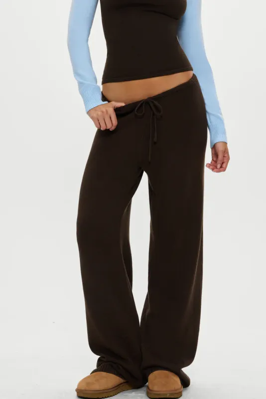 Wesley Cotton Knit Pant Chocolate Brown