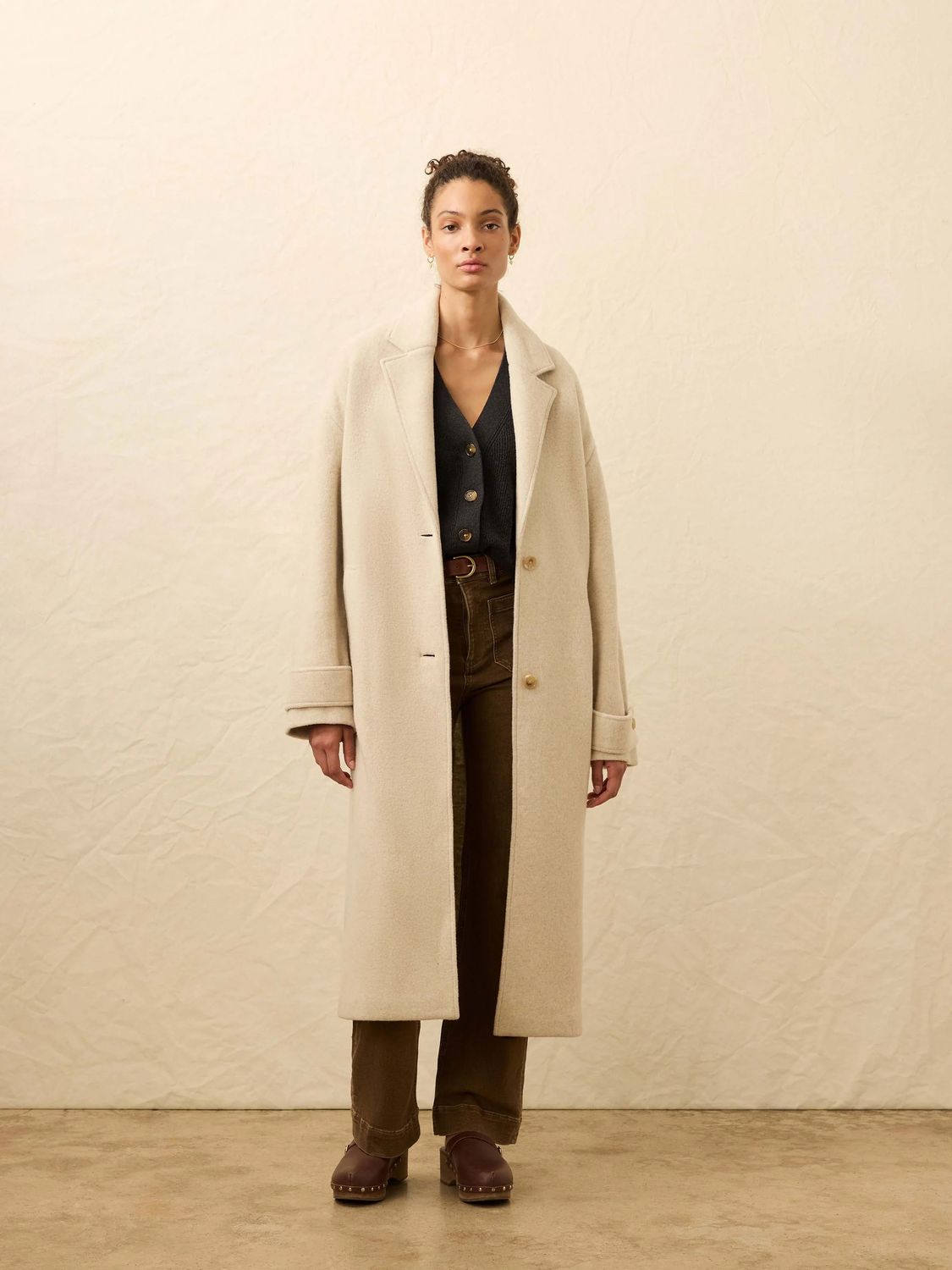 Atlantic Knit Coat Oat Melange