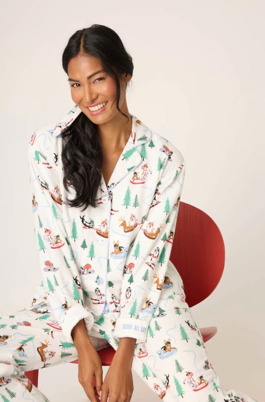 Sleigh All Day 3-Piece Flannel PJ Set White