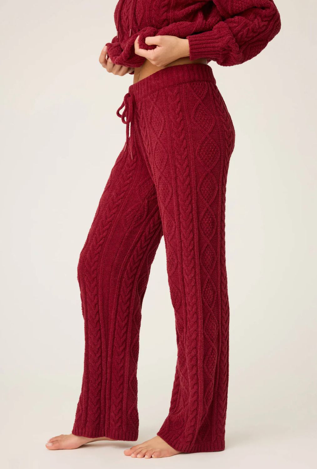 Chenille Cable Knit Open Leg Pants Port