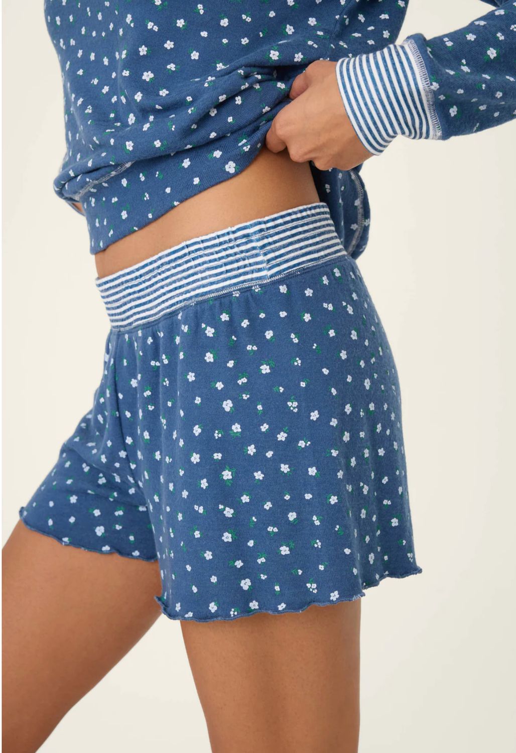 Cozy Life Ditsy Floral Shorts Blue Harbor