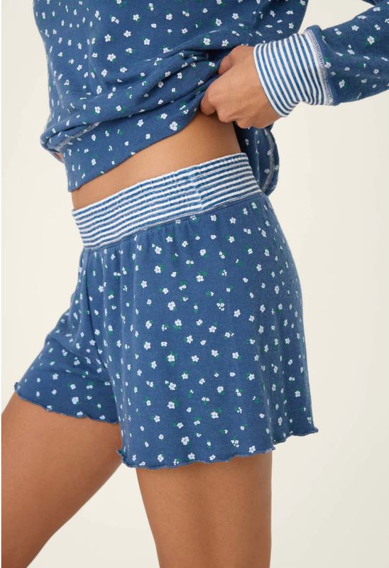 Cozy Life Ditsy Floral Shorts Blue Harbor