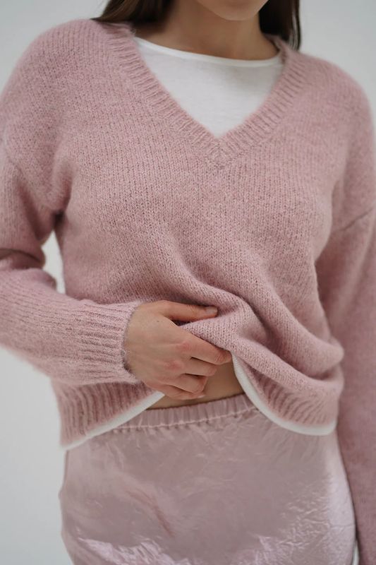 Sienna Fuzzy Double Layer Sweater Ballet Pink/Ivory