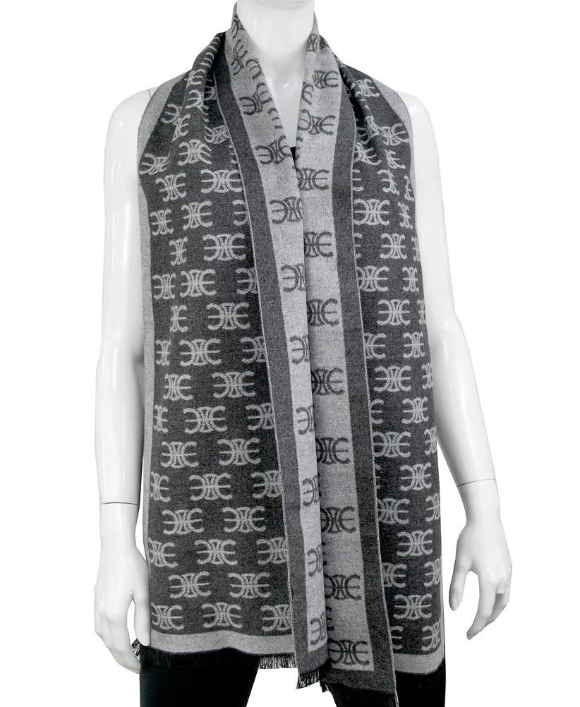  &quot;E&quot; Motif Print Scarf Grey