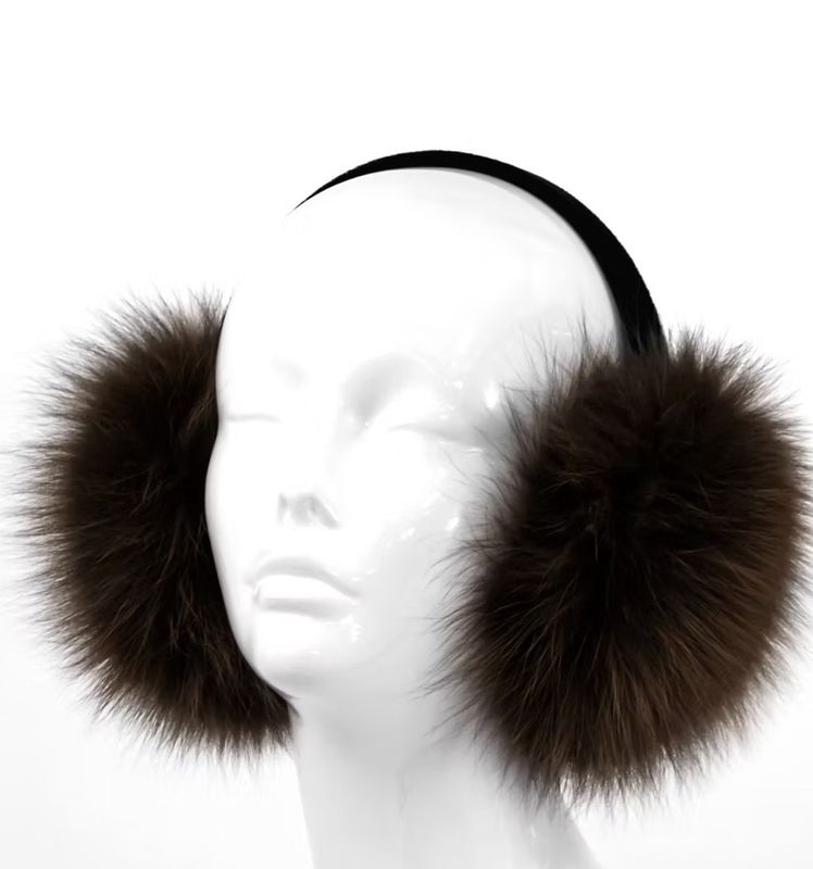 Fox Fur Earmuffs Brown