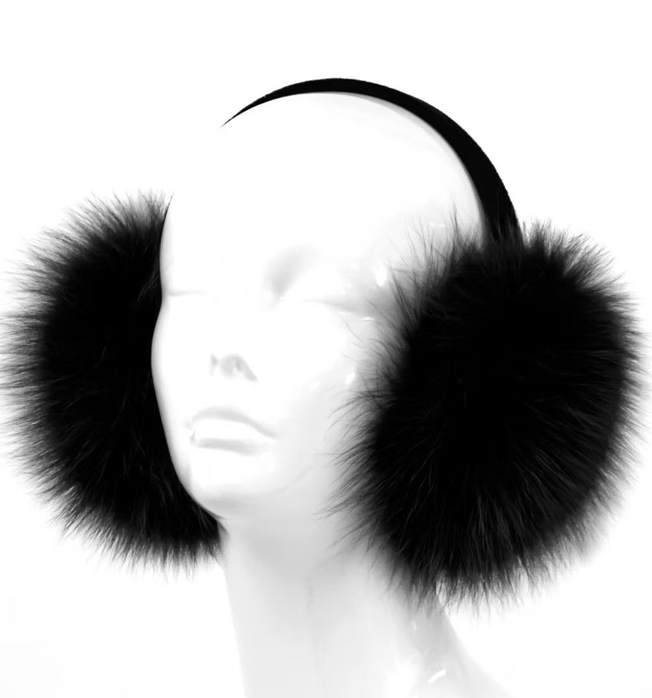 Fox Fur Earmuff Black