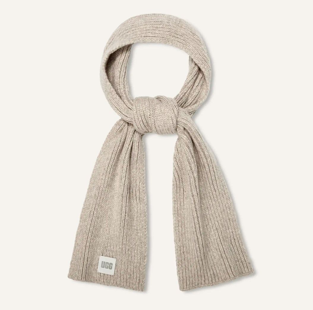 W Chunky Rib Scarf Light Grey