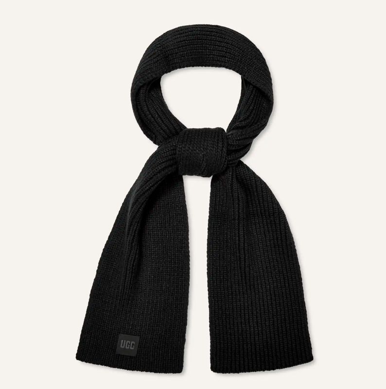 W Chunky Rib Scarf Black