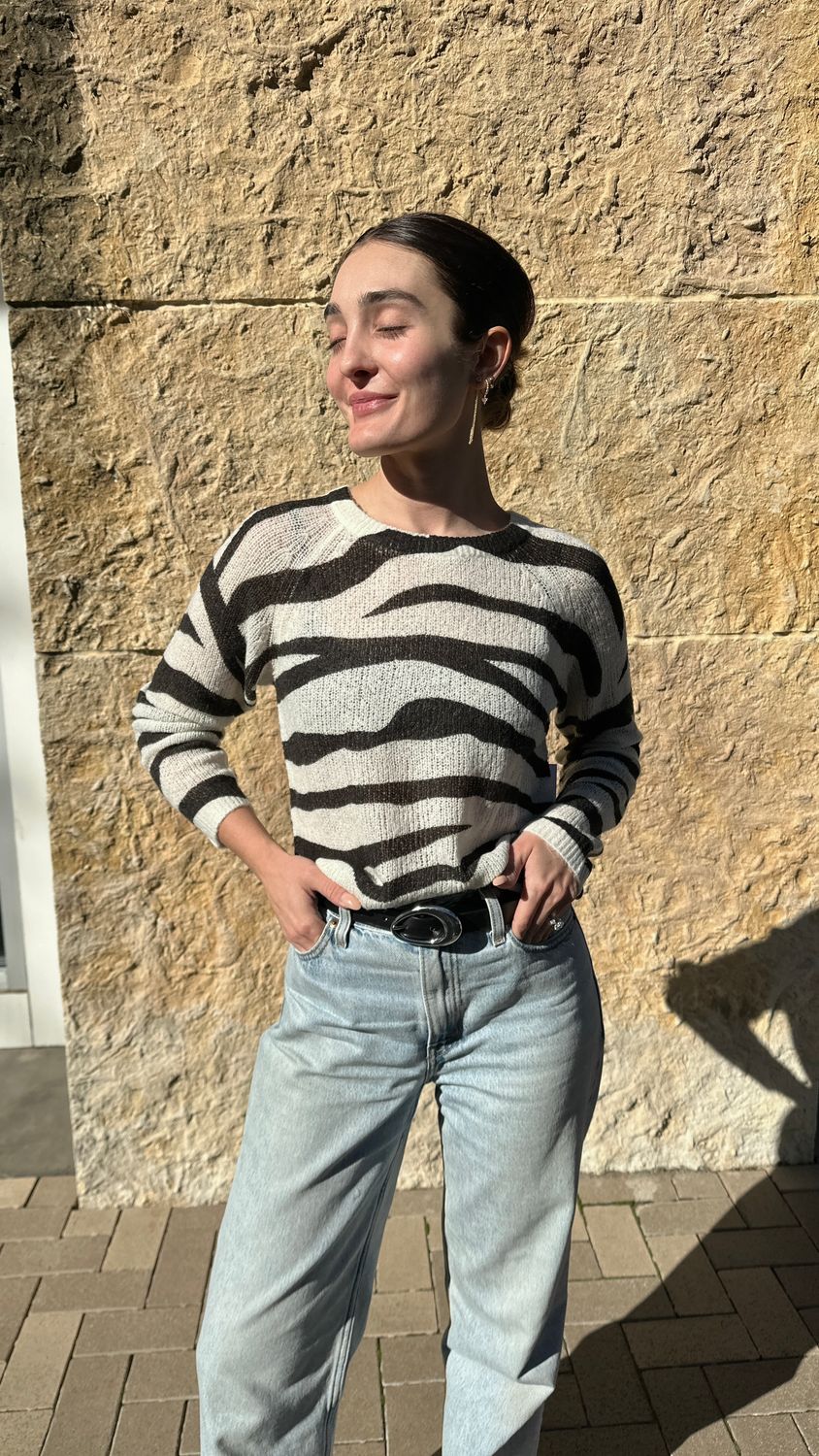 Otis Semi Sheer Sweater-Oblique Stripe