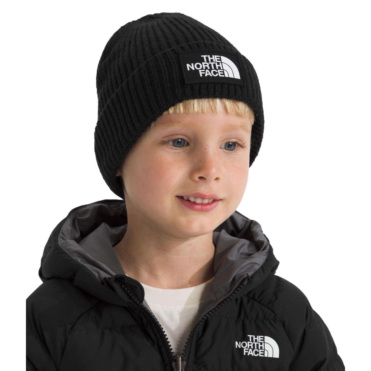 KIDS TNF BOX LOGO CUFFED BEANIE-TNF BLACK, Color: TNF BLACK, Size: OS