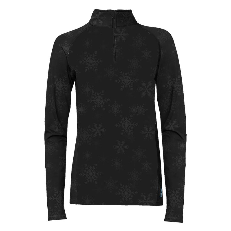 Women's Micro-Elite Chamois Snowflake Zip-T - Embossed Black