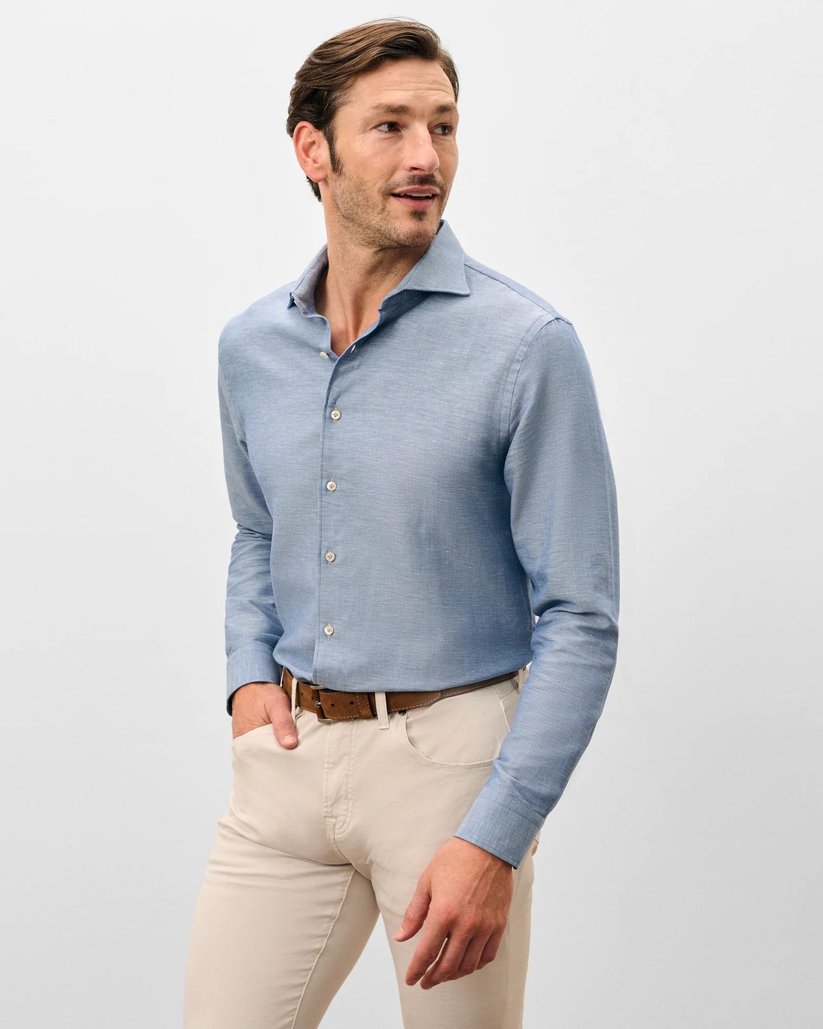 Top Shelf Linen Button Down Shirt - Koda Laguna Blue
