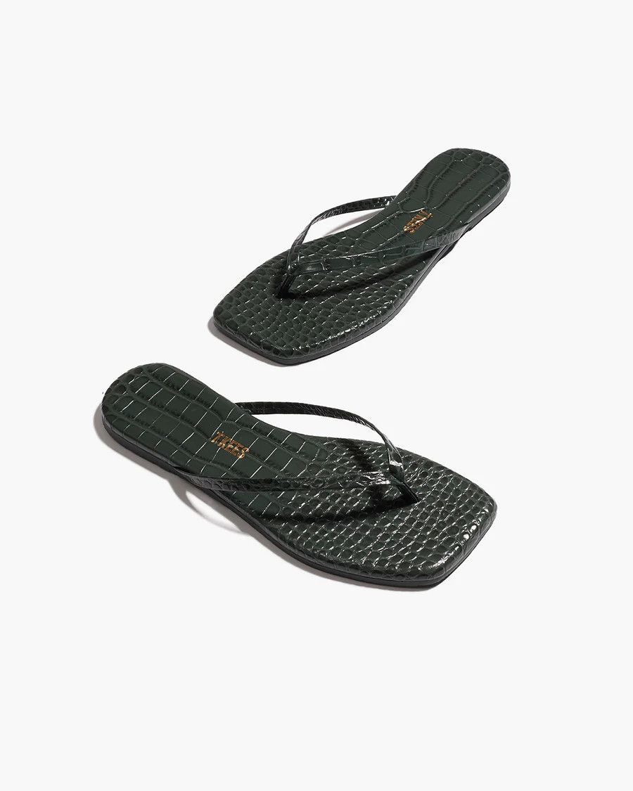Square Toe Lily Croc Emerald