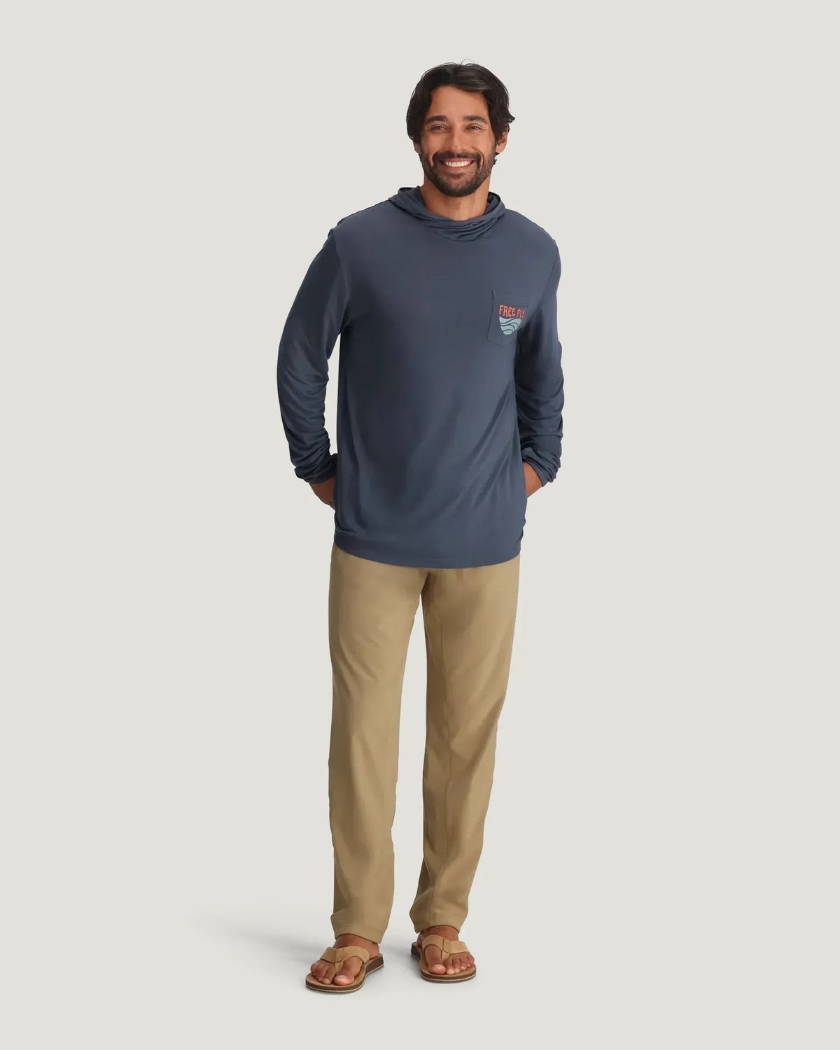 Men's Bamboo Lightweight Graphic Hoodie Blue Edge Storm Cloud