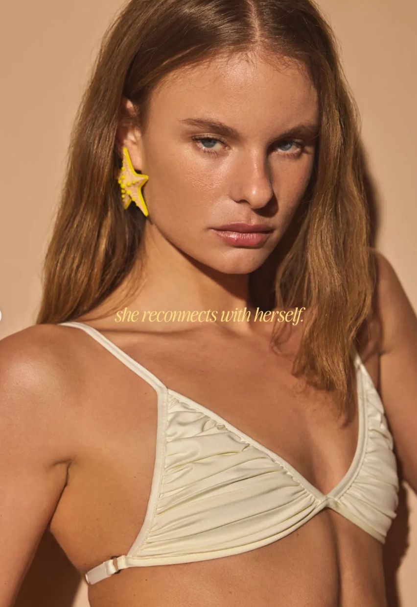 Crystal Pearl Celestina Fixed Triangle Bikini Top