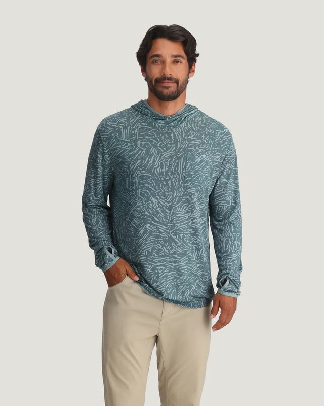 Men's Bamboo Lightweight Hoodie Tidal Flow Print Stormy Sea