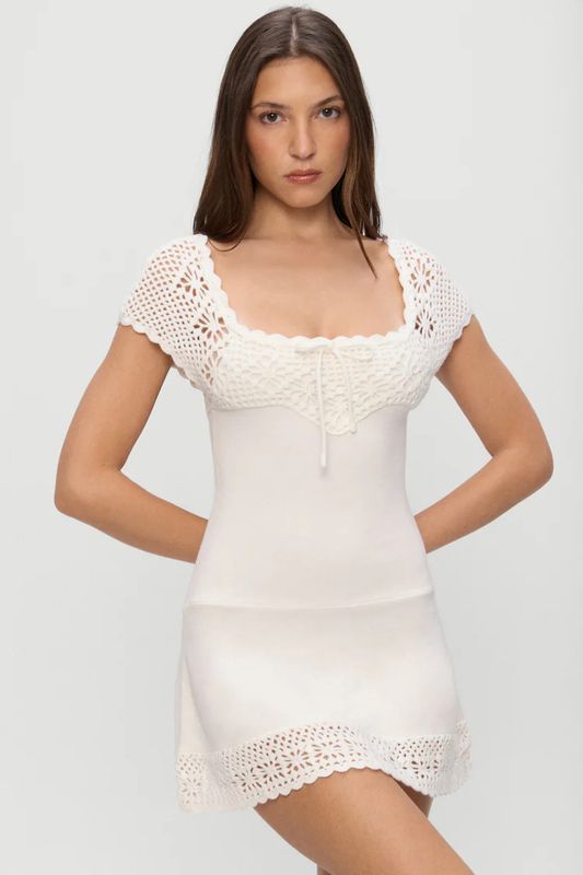 Lover Cloud Knit Mini Dress White