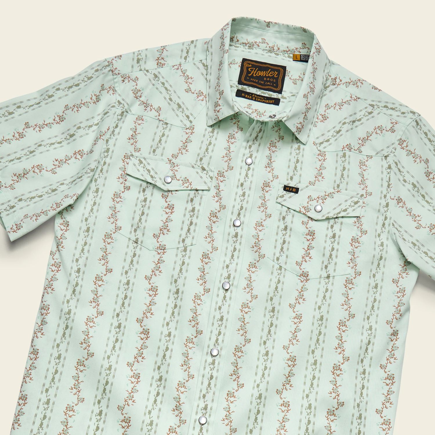H Bar B Snapshirt Hibiscus Ribbons Mint