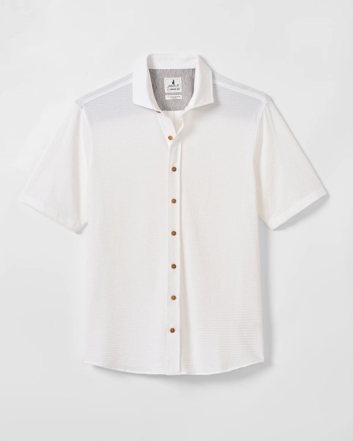 Surfsucker Knit Short Sleeve Button Down Shirt White