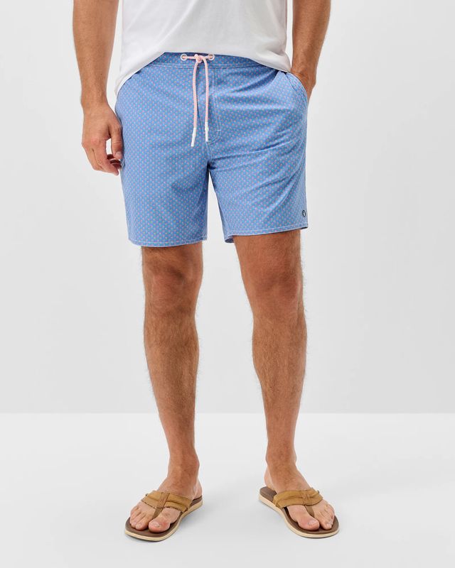 Half Elastic 7" Swim Trunks Maderia Bluejay