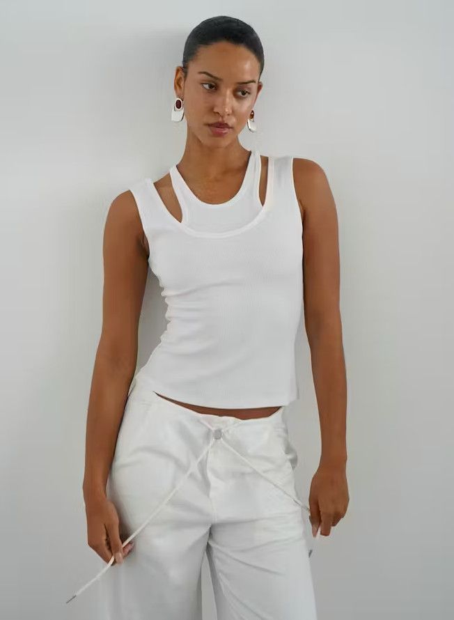 Allen Ribbed Tank White 