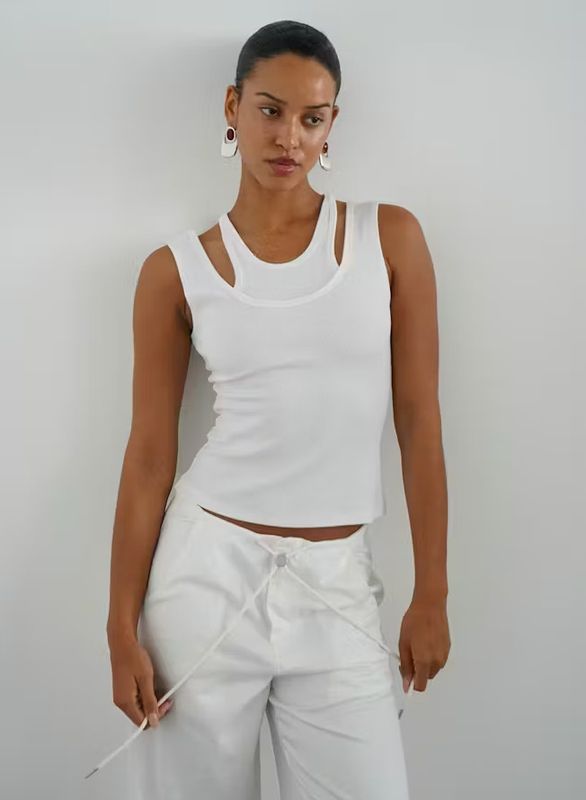 Allen Ribbed Tank White 