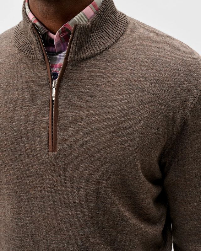 Raynor Merino 1/4 Zip Sweater Mocha