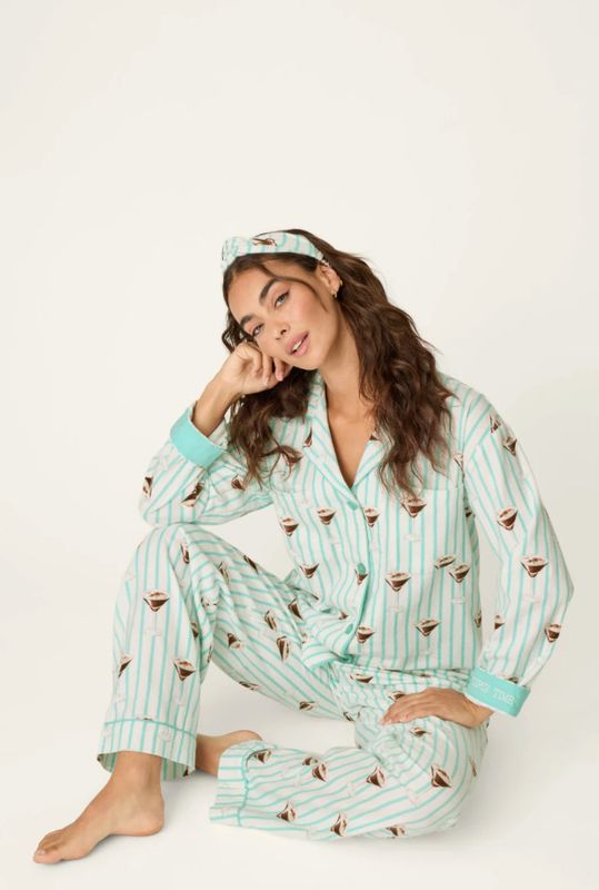 Espresso Martini Print 3-Piece Long Sleeve Flannel PJ Set