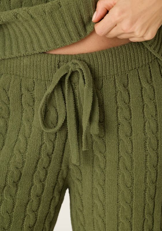 Cozy Chenille Cable Knit Olivine Lounge Pants