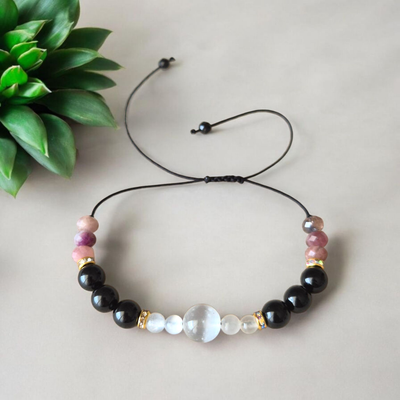 Bransoletka z selenitem i turmalinem