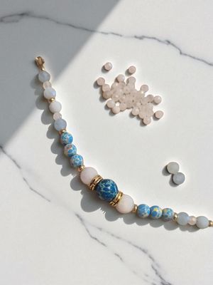 Bransoletka z jaspisem, jadeitem, akwamarynem i morganitem