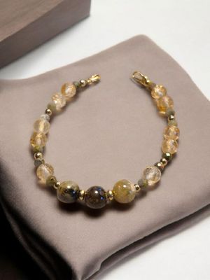 Bransoletka z granatem, cytrynem i unakitem