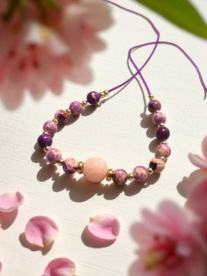 Bransoletka z fioletowymi jaspisami i jadeitem