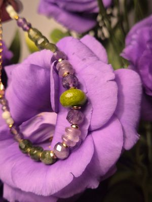 Bransoletka z ametystem, kwarcem zielonym i jadeitem