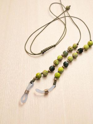 Sznureczek do okularów z jaspisem i kwarcem zielonym