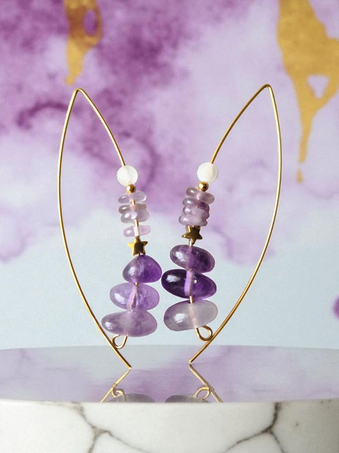 Kolczyki z ametystem i selenitem