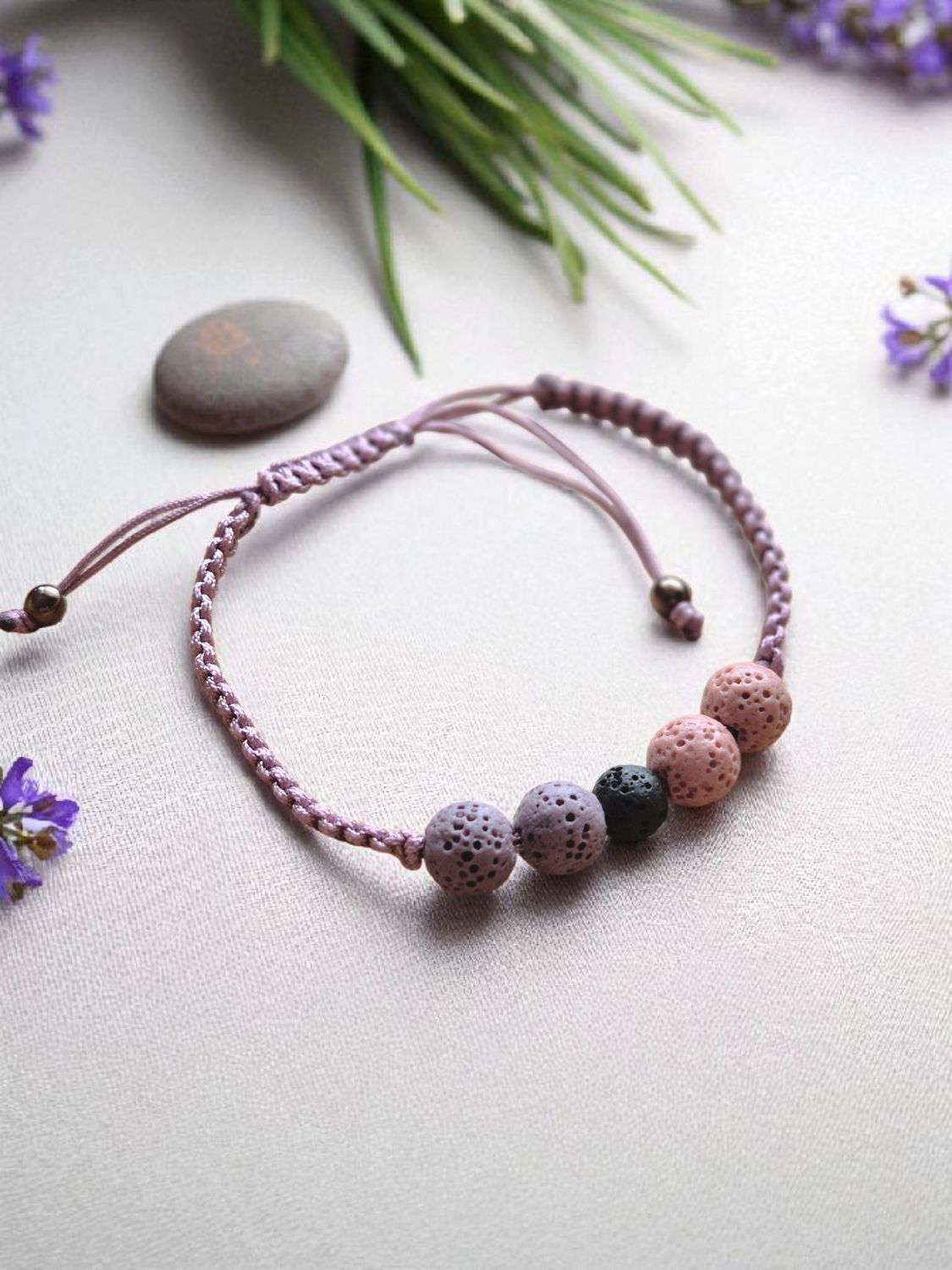 Bransoletka pleciona z kolorową lawą