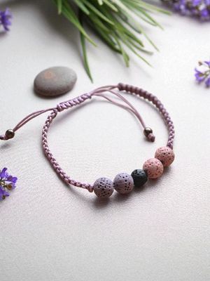 Bransoletka pleciona z kolorową lawą