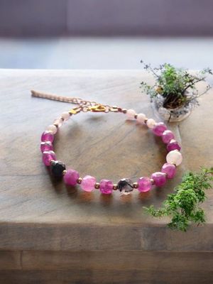 Bransoletka z kwarcem różowym i fioletowym