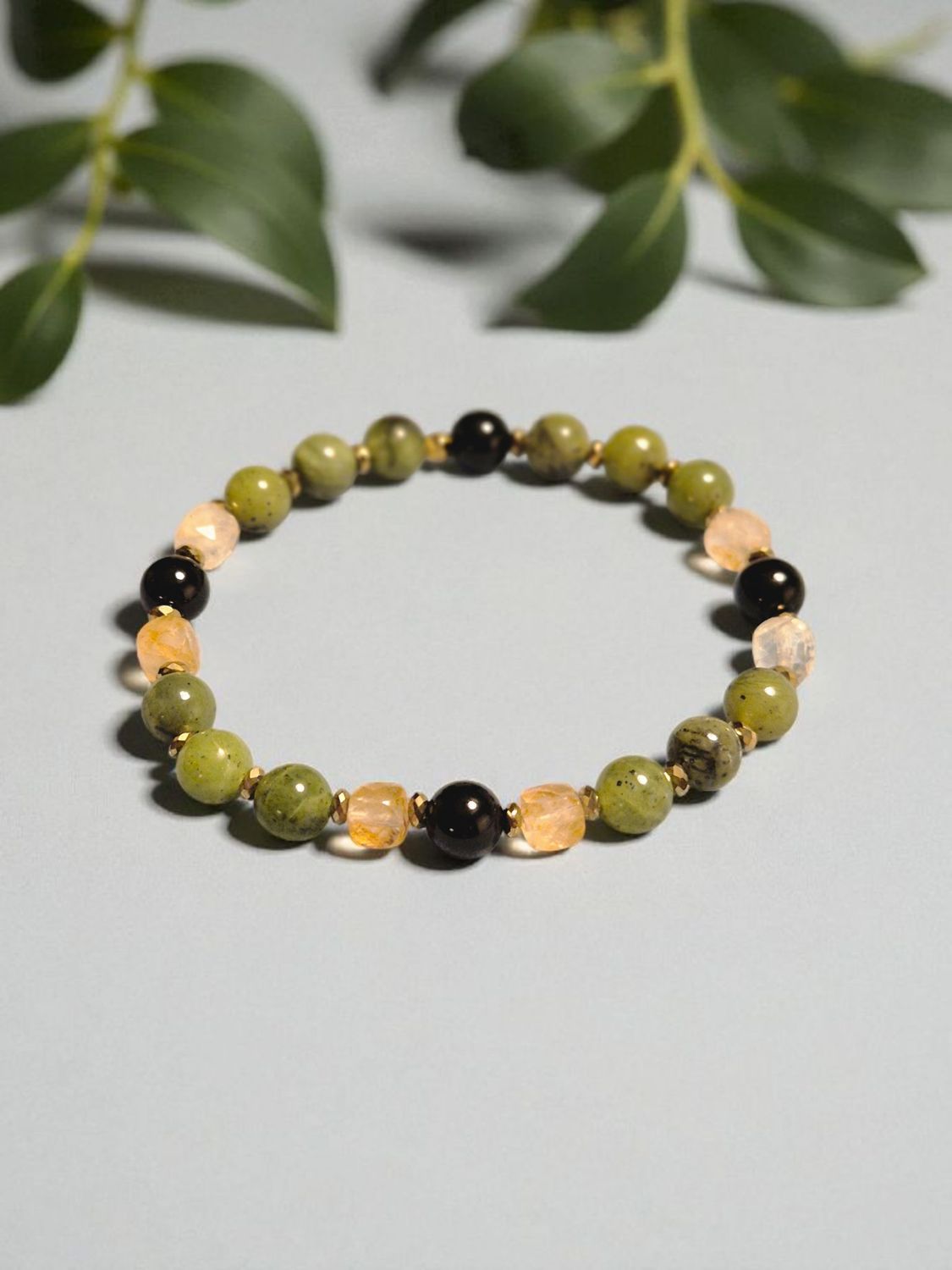 Bransoletka z turmalinem i jadeitem zielonym