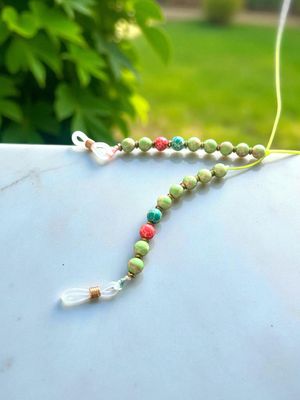 Sznureczek do okularów z jaspisami zielonymi