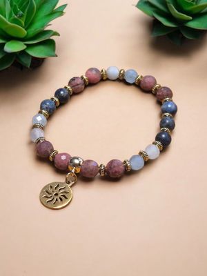 Bransoletka z dumortierytem, akwamarynem i rodonitem