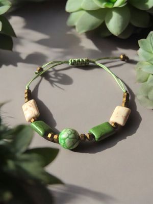 Bransoletka z agatem wężowym, howlitem i hematytem