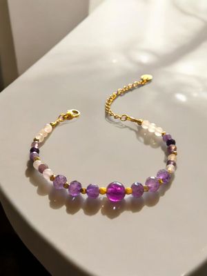 Bransoletka z fluorytem, ametystem i kamieniem księżycowym