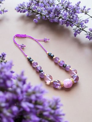 Bransoletka z kunzytem i ametystem