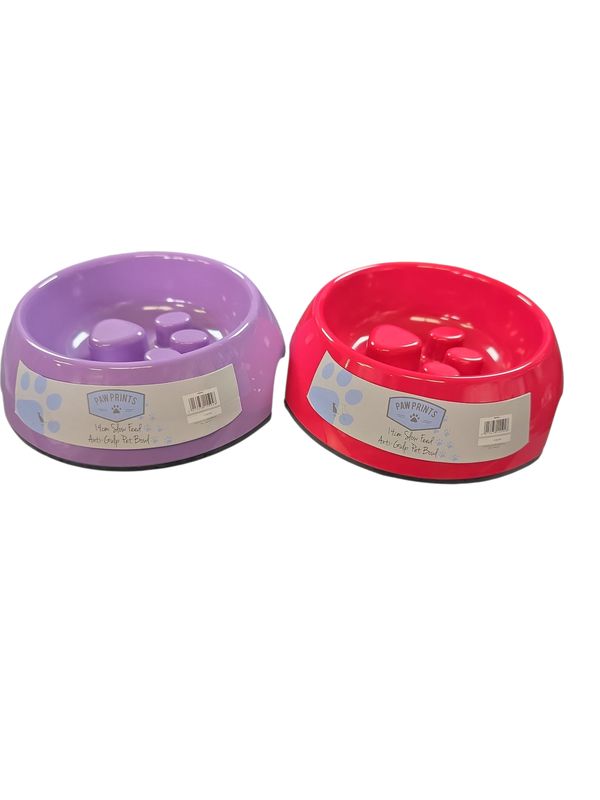 Paw Prints Slow Feed Anti-Gulp Bowl