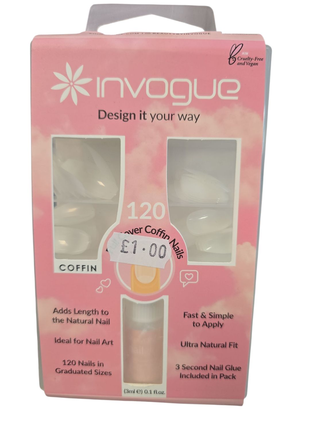 Invogue Coffin Shaped Nails 120pk