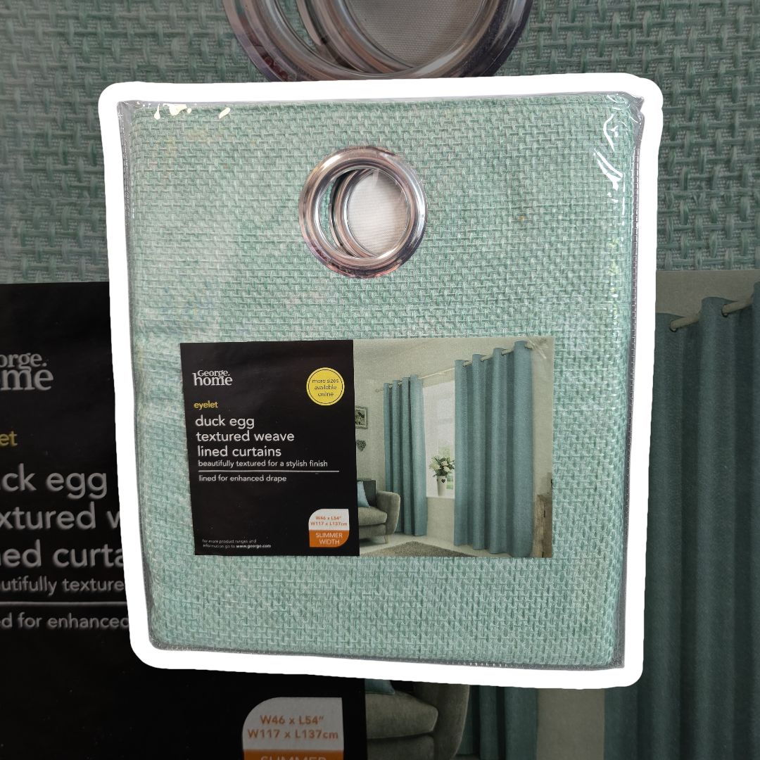 Duck Egg Textured Weave lined Curtains