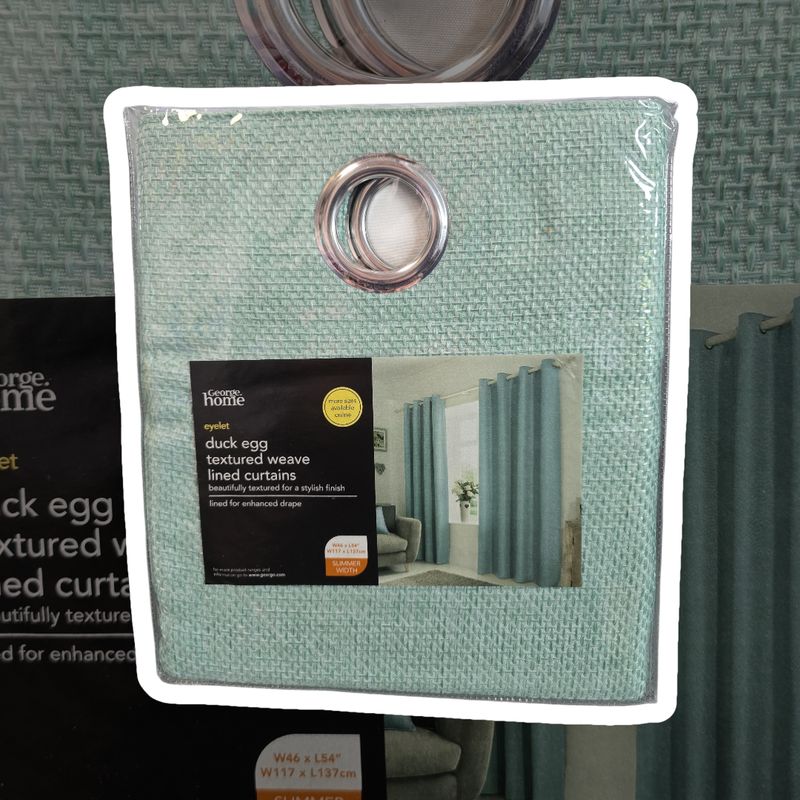 Duck Egg Textured Weave lined Curtains